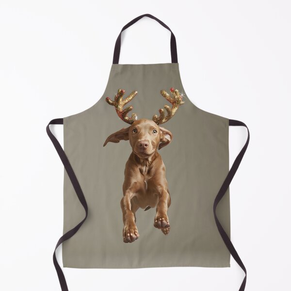 Item preview, Festive Vizsla Puppy with Sparkly Reindeer Antlers designed and sold by Visioneed.ai.