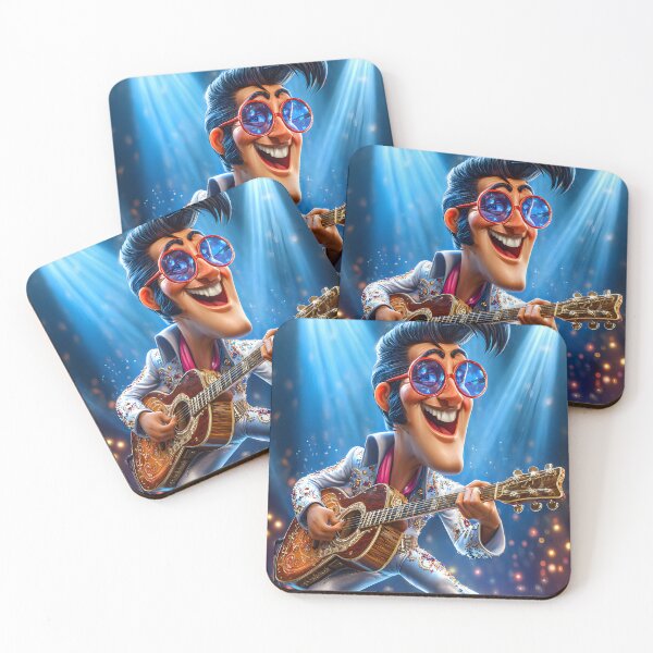 Item preview, Elvis-Inspired Cartoon Character Playing Guitar designed and sold by Artessie.