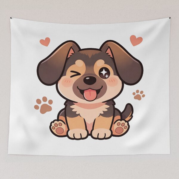 Item preview, Funny Kawaii German Shepherd Cartoon Dog Illustration designed and sold by Uglyandcute.