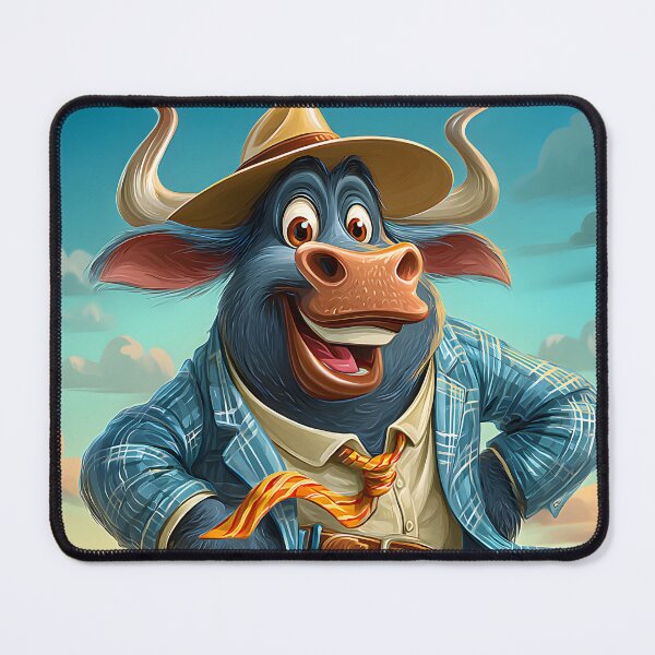 Item preview, Charming Cartoon Bull in Stylish Attire Outdoors designed and sold by Artessie.