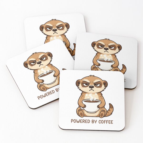 Item preview, Powered by Coffee – Cute Grumpy Meerkat Food Mood Illustration designed and sold by Mizzey Meerkat.