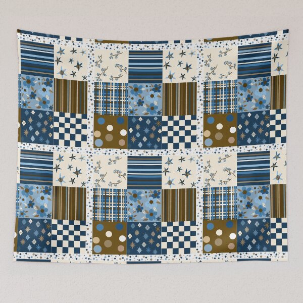 Item preview, Blue and Brown Quilt Squares  designed and sold by JaygiesDesign.