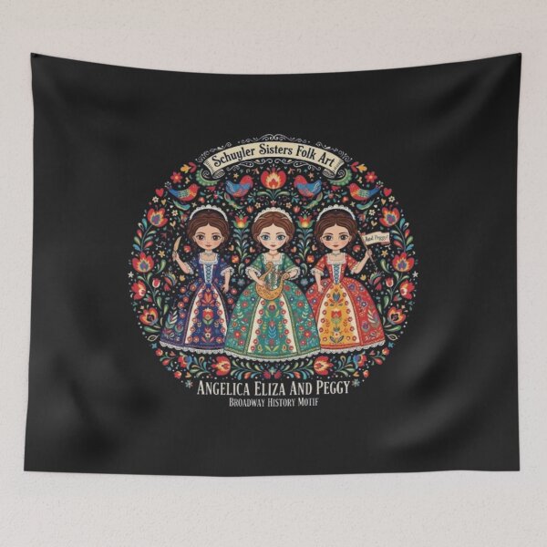 Item preview, Schuyler Sisters Folk Art  Angelica, Eliza & Peggy  Broadway History Motif designed and sold by Ditstyle.