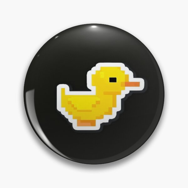 Item preview, Retro Pixel Duck Art – Cute Yellow Duck with White Outline on Black Background, Gamer & 8-Bit Style designed and sold by Bright Nest Studio.