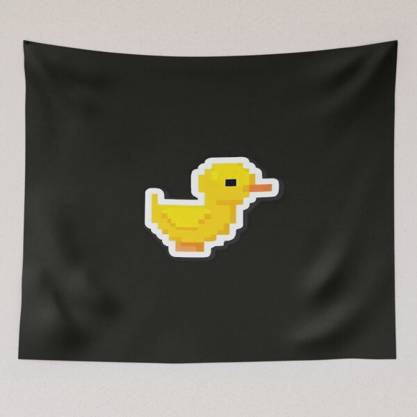 Item preview, Retro Pixel Duck Art – Cute Yellow Duck with White Outline on Black Background, Gamer & 8-Bit Style designed and sold by Bright Nest Studio.