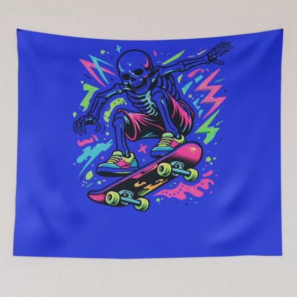 Item preview, Neon Skater Skeleton - Rad 90s Retro Vibe designed and sold by JakubDesigns89.