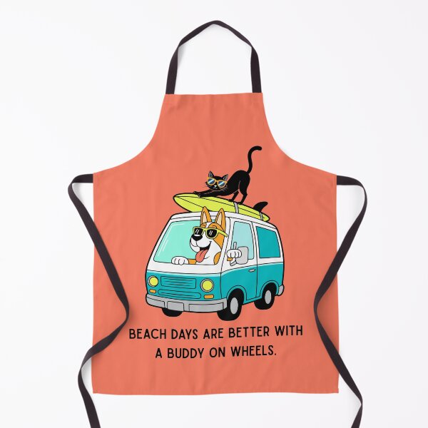 Item preview, Beach Days Are Better with a Buddy on Wheels – Dog & Cat Surf Van Illustration designed and sold by TheBeeKindSpace.