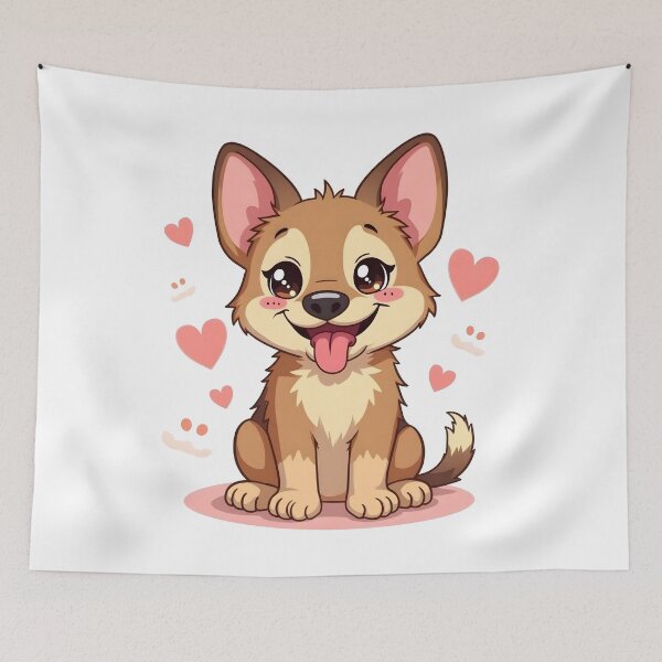 Item preview, Funny Kawaii German Shepherd Cartoon Dog Illustration designed and sold by Uglyandcute.