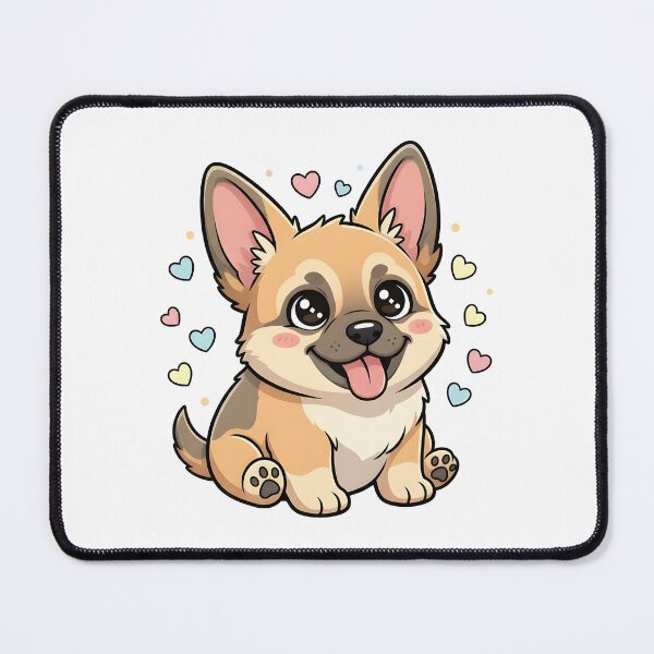 Item preview, Funny Kawaii German Shepherd Cartoon Dog Illustration designed and sold by Uglyandcute.