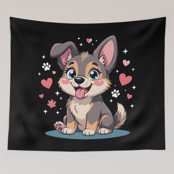 Item preview, Funny Kawaii German Shepherd Cartoon Dog Illustration designed and sold by Uglyandcute.