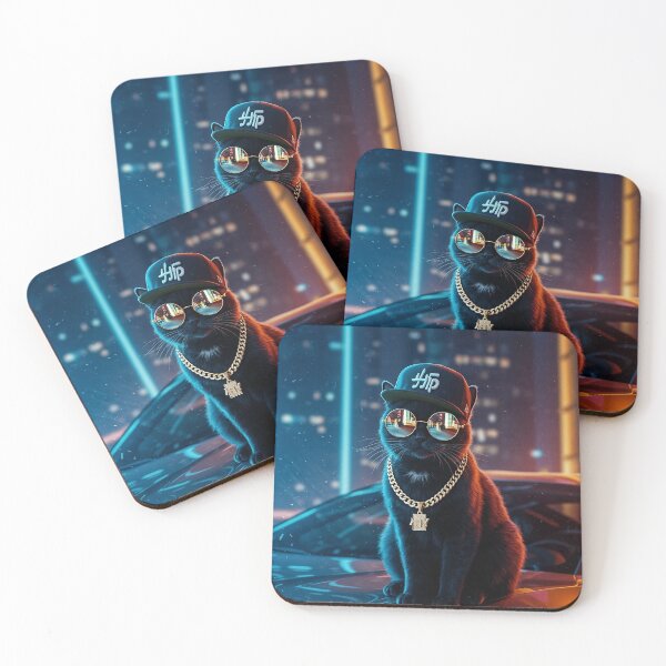 Item preview, Cool Black Cat with Sunglasses – Urban Night Vibes designed and sold by Articooler.