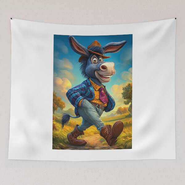 Item preview, Charming Donkey in Colorful Attire Walking Happily designed and sold by Artessie.