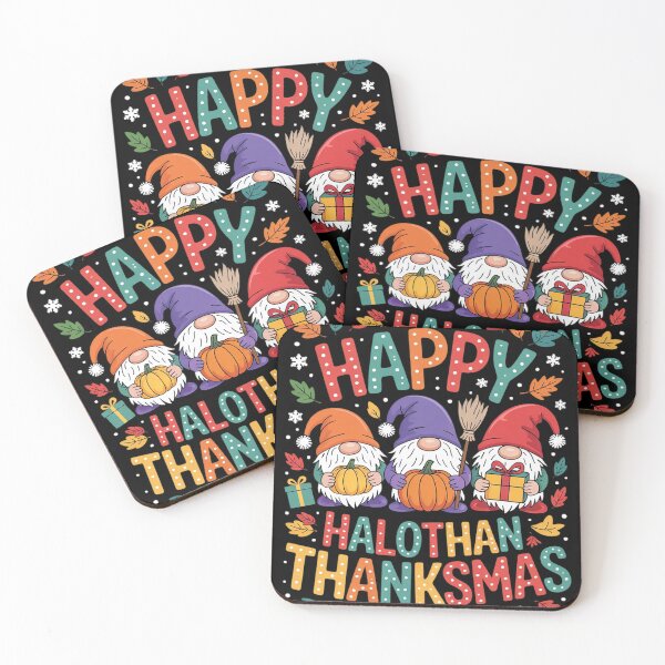 Item preview, HalloThanksMas Gnomes Halloween Thanksgiving Christmas Happy  designed and sold by InspiredFoul.