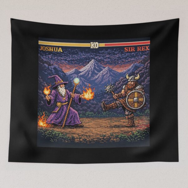 Item preview, Wizard vs Viking Pixel Fighting Game Art designed and sold by Maverickystore.