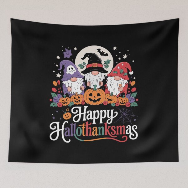 Aperçu de l'œuvre Hallothanksmas Gnomes Lover Halloween Thanksgiving créée et vendue par InspiredFoul.