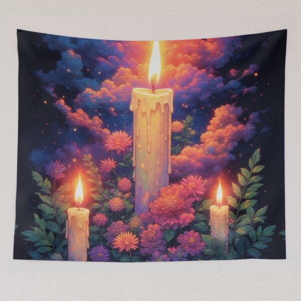 Item preview, Candles, flowers and a magical night sky designed and sold by Mianku | Für das Leben.