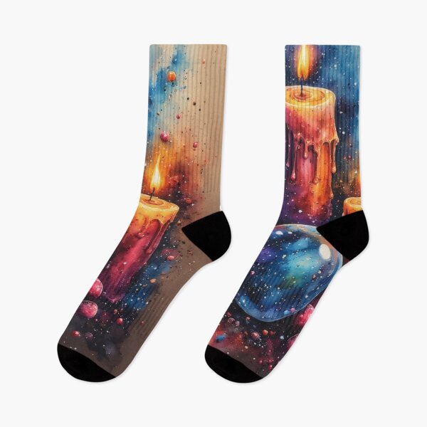 Item preview, Candlelight meets cosmic crystal ball. Colorful candles against a galaxy background. designed and sold by Mianku | Für das Leben.
