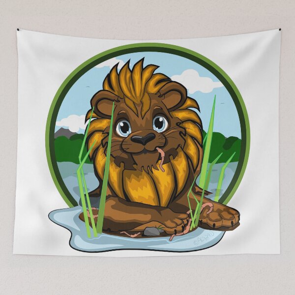 Item preview, 037 Quarter The River Lion Eating Worms designed and sold by DayHarvesters.