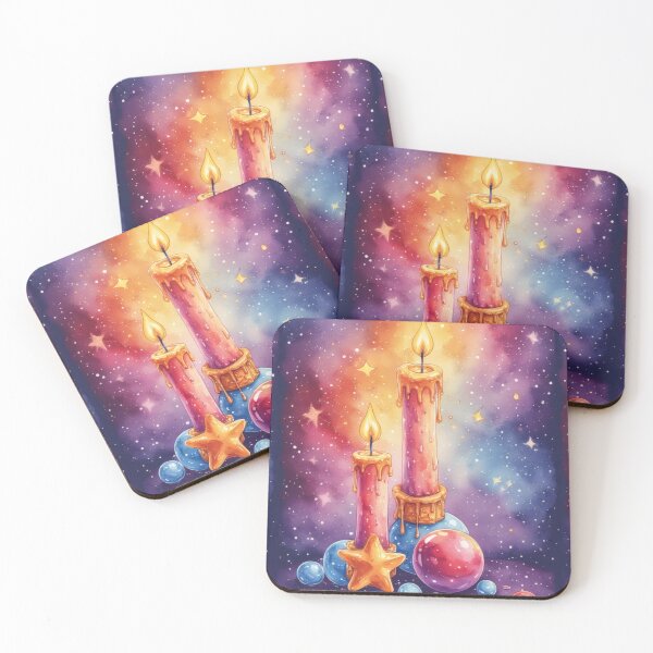 Item preview, Glowing candles in the starry sky watercolor designed and sold by Mianku | Für das Leben.