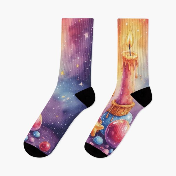 Item preview, Glowing candles in the starry sky watercolor designed and sold by Mianku | Für das Leben.