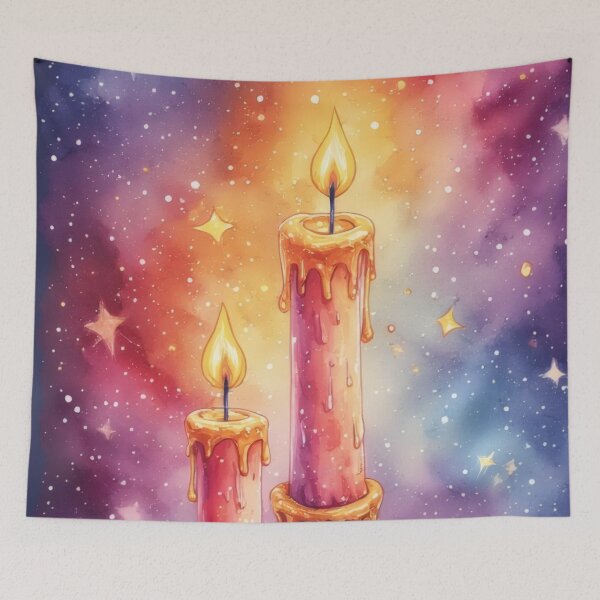 Item preview, Glowing candles in the starry sky watercolor designed and sold by Mianku | Für das Leben.