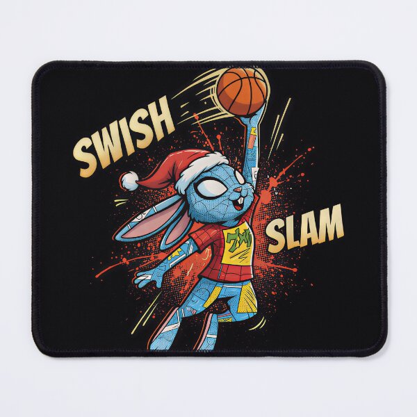 Item preview, Cute Christmas bunny slam dunking a basketball  designed and sold by mayatA-rt.