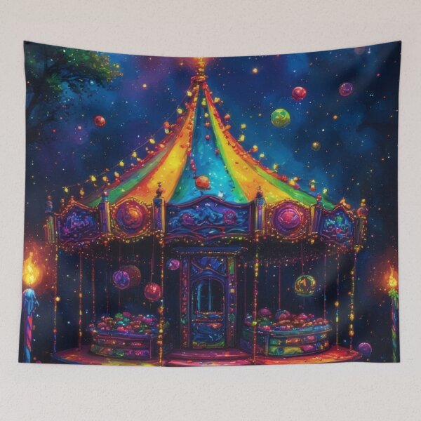Item preview, Magical carousel on a colorful night designed and sold by Mianku | Für das Leben.