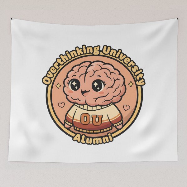 Item preview, Overthinking University Alumni – Kawaii Brain Student Design for Overthinker & Anxiety Humor designed and sold by Minted..