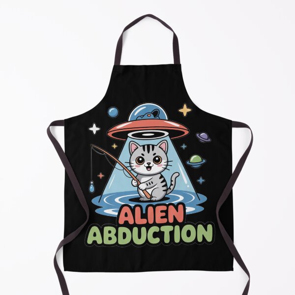 Item preview, Kawaii Fishing Cat Alien UFO Abduction designed and sold by Print-Panda.