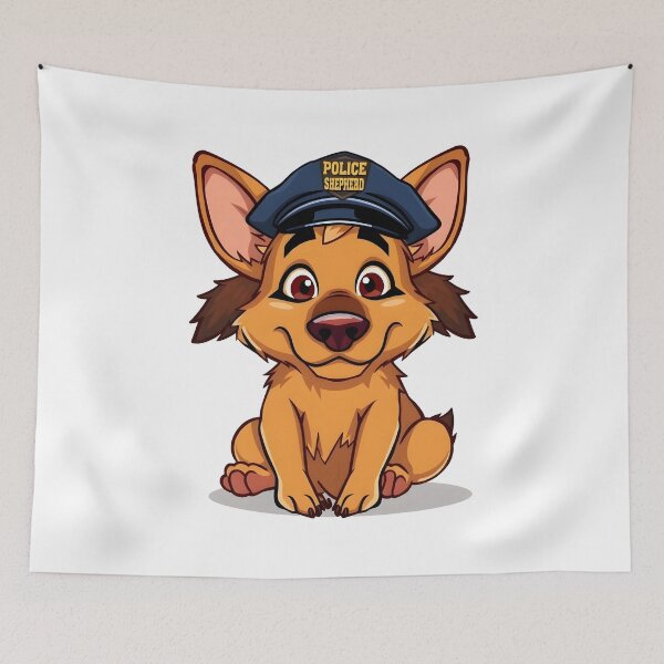 Item preview, Funny Kawaii German Shepherd Cartoon Dog Illustration designed and sold by Uglyandcute.