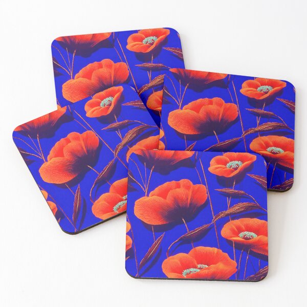Item preview, Neon Poppies on Electric Blue designed and sold by ikidyounot.