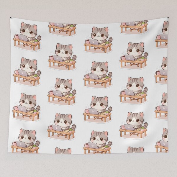 Item preview, Work from Home Cat designed and sold by Printme1000.