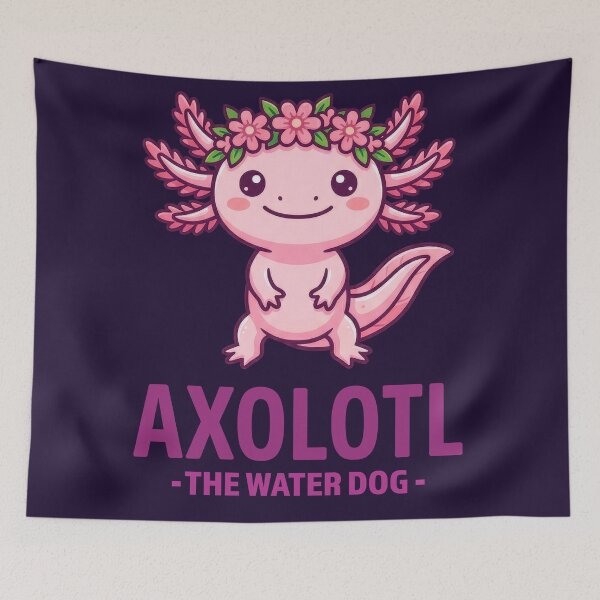 Item preview, Cute Pink Axolotl Flower Crown Water Dog designed and sold by WAMTEES.