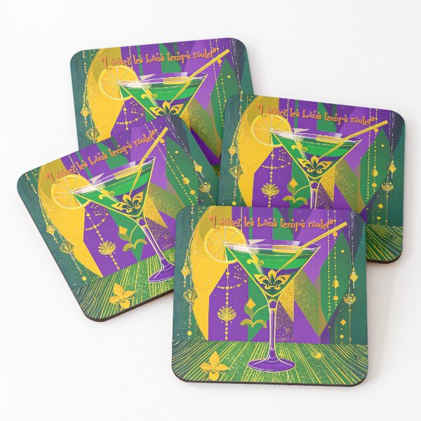Item preview, Retro 50s Mardi Gras Martini Laissez les bons temps rouler designed and sold by Lee Hiller Designs.