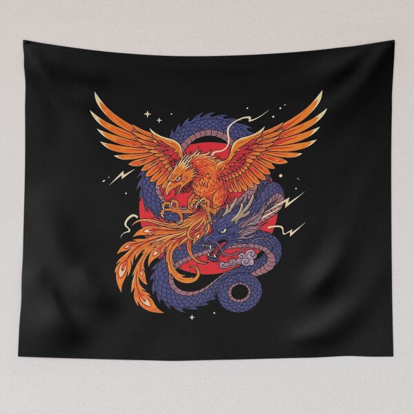 Item preview, Dragon and Phoenix Intertwined Mythical Yin Yang Battle designed and sold by zzz888.