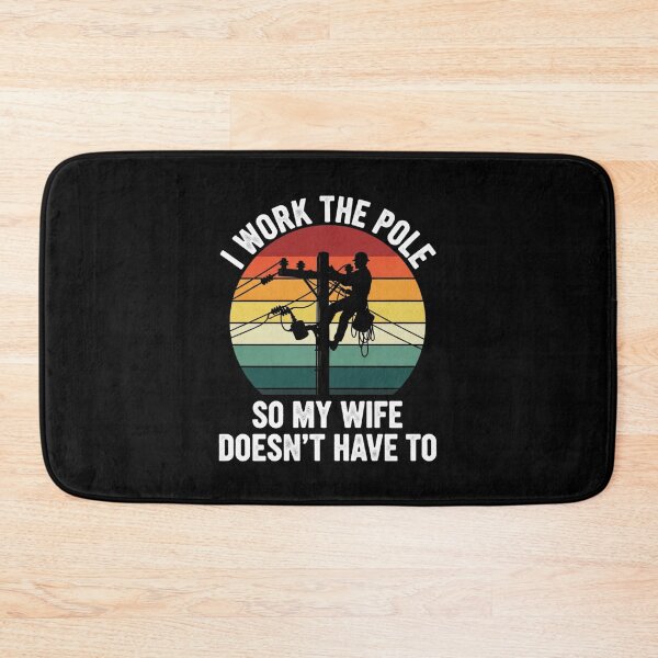 Item preview, I Work The Pole Funny Lineman Retro Sunset designed and sold by MotivaChic.