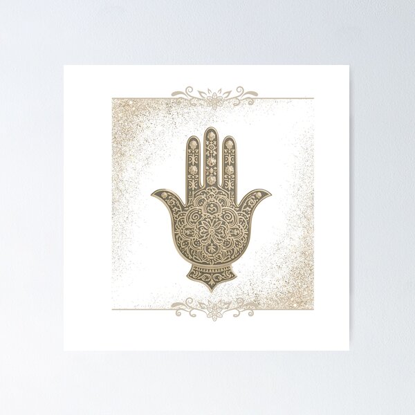 Item preview, Golden Ornamental Hamsa with Sparkles – Spiritual Symbol of Protection and Light designed and sold by JuanaDesigns.