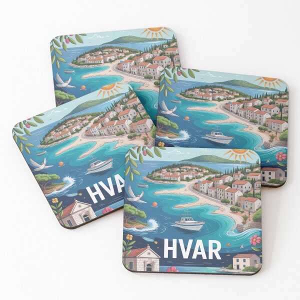 Item preview, Hvar Croatia Trendy Graphic Art – Colorful Island Summer Design designed and sold by Timeless Design.