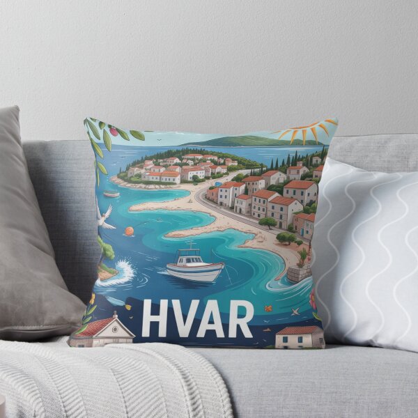 Item preview, Hvar Croatia Trendy Graphic Art – Colorful Island Summer Design designed and sold by Timeless Design.