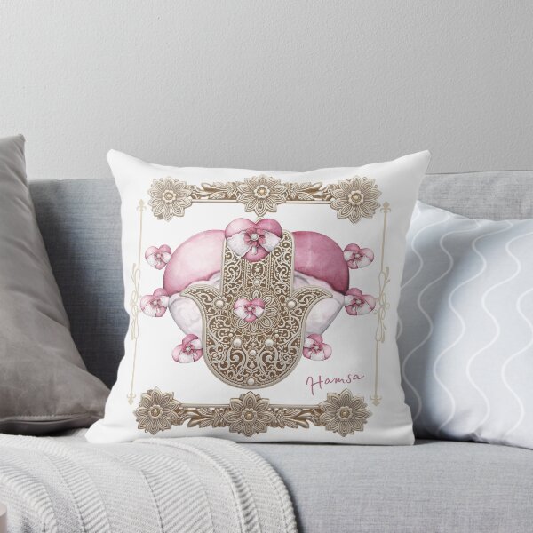Item preview, Pink Floral Hamsa with Hearts – Symbol of Love, Protection, and Positive Energy designed and sold by JuanaDesigns.