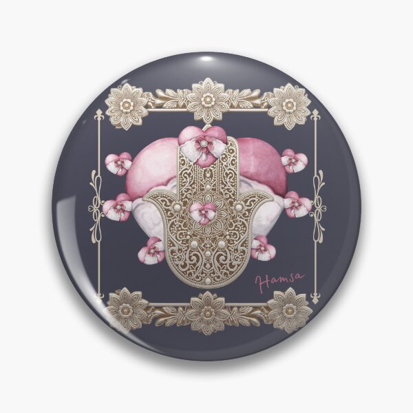 Item preview, Pink Floral Hamsa with Hearts – Symbol of Love, Protection, and Positive Energy designed and sold by JuanaDesigns.