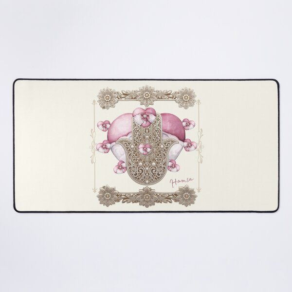 Item preview, Pink Floral Hamsa with Hearts – Symbol of Love, Protection, and Positive Energy designed and sold by JuanaDesigns.