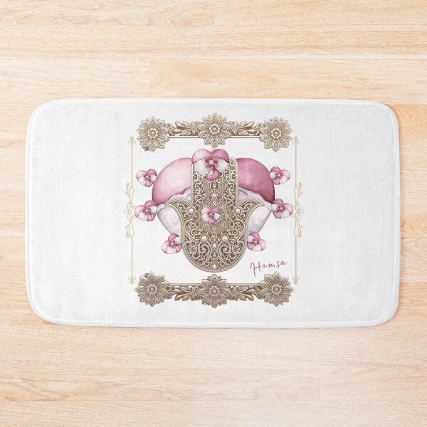 Item preview, Pink Floral Hamsa with Hearts – Symbol of Love, Protection, and Positive Energy designed and sold by JuanaDesigns.