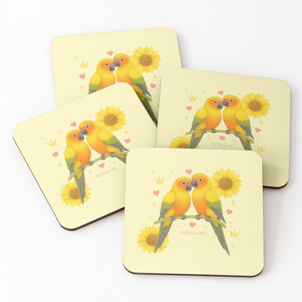 Item preview, Sun Conure Couple with Sunflowers - Solid Cream designed and sold by HIMEKARI.