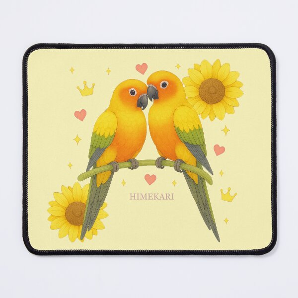 Item preview, Sun Conure Couple with Sunflowers - Solid Cream designed and sold by HIMEKARI.