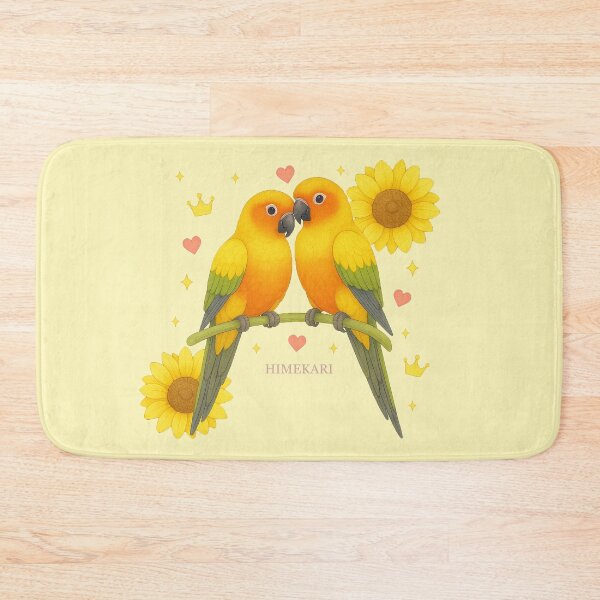 Item preview, Sun Conure Couple with Sunflowers - Solid Cream designed and sold by HIMEKARI.