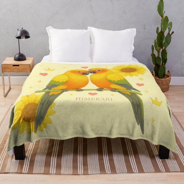 Item preview, Sun Conure Couple with Sunflowers - Solid Cream designed and sold by HIMEKARI.
