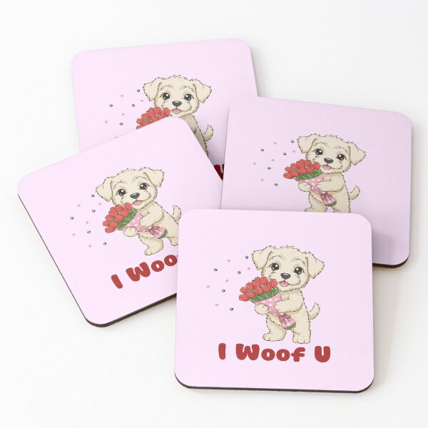 Item preview, I Woof U Soft Coated Wheaten Terrier Puppy with Flowers – Sweet Dog Love Design designed and sold by The Real Life Symphony.