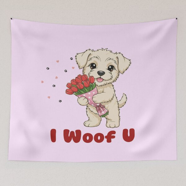Item preview, I Woof U Soft Coated Wheaten Terrier Puppy with Flowers – Sweet Dog Love Design designed and sold by The Real Life Symphony.