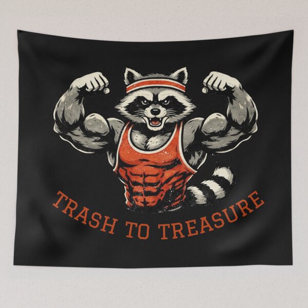 Item preview, Buff Raccoon "Trash To Treasure" - Funny Vintage Gym Mascot designed and sold by JakubDesigns89.